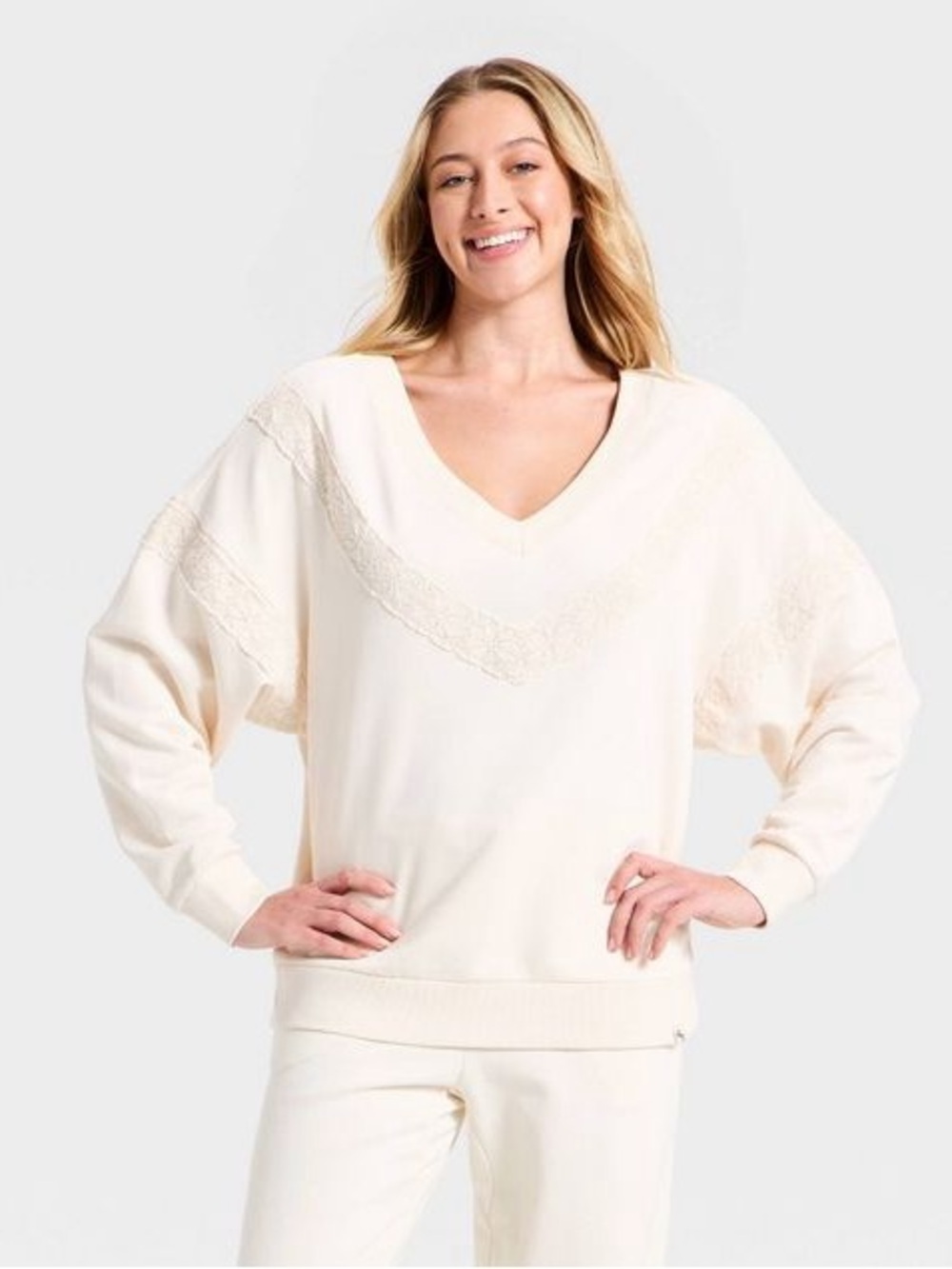 JoyLab Crochet-Trim V-neck Sweatshirt #20